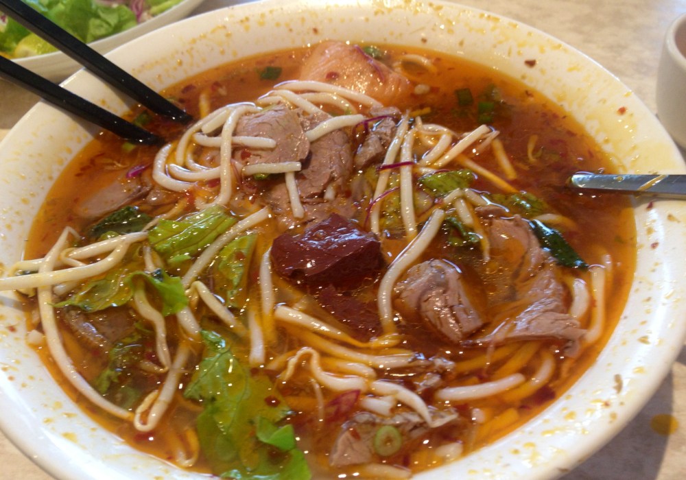 Spicy Pork Noodle Soup with Blood Jelly