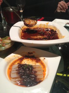 Tofu (front) and Blood Jelly dish (behind)