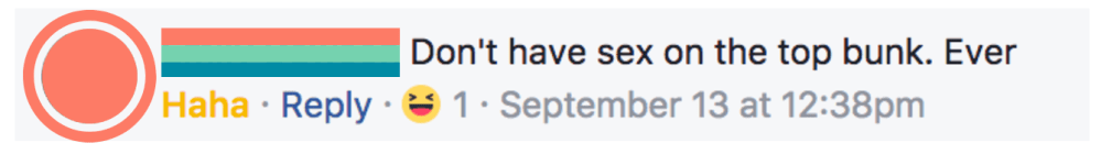 Don't have sex in the hostel bunk